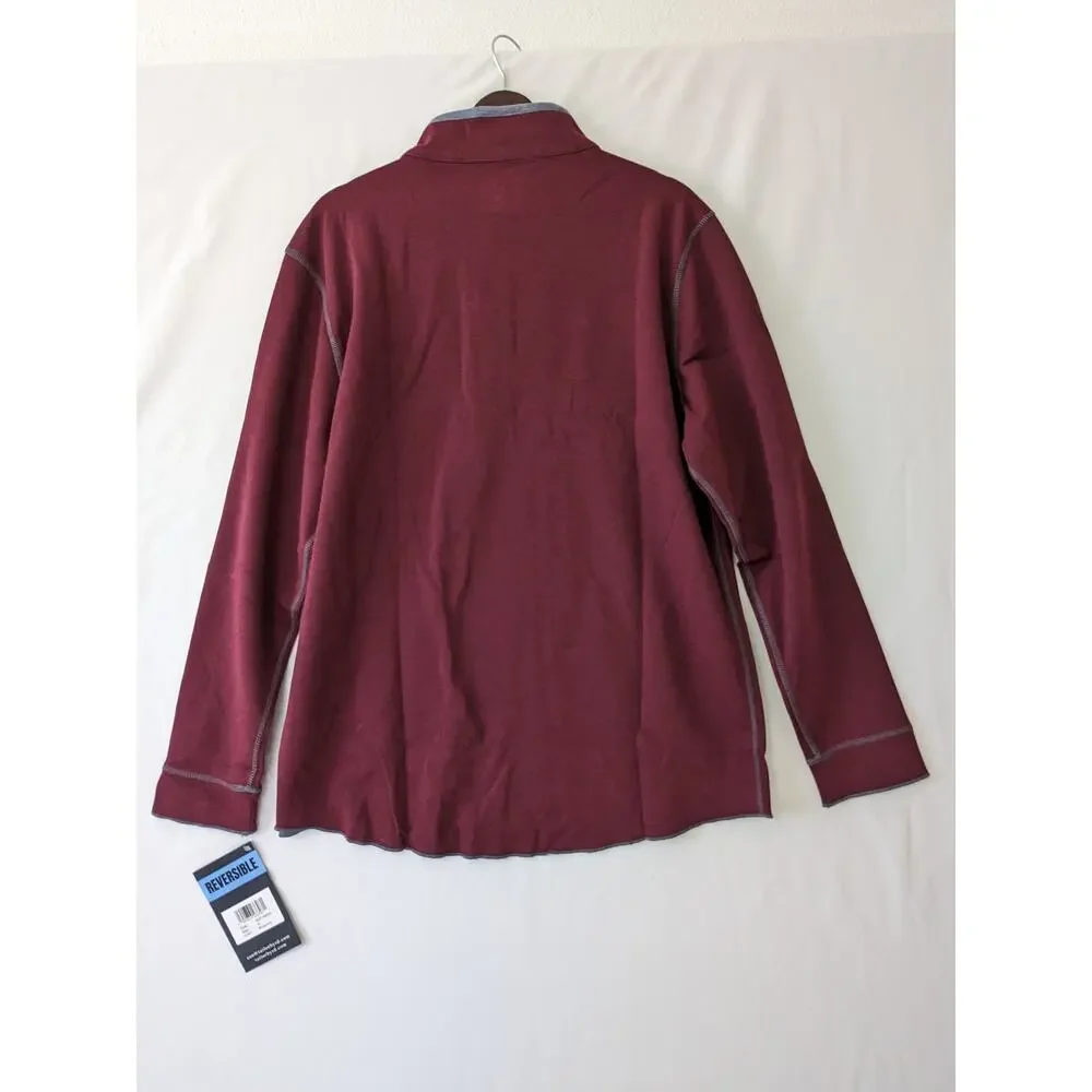 Tailor Byrd Reversible‎ Pullover Sweatshirt Size XL Burgundy 1/4 Zip Mock Neck